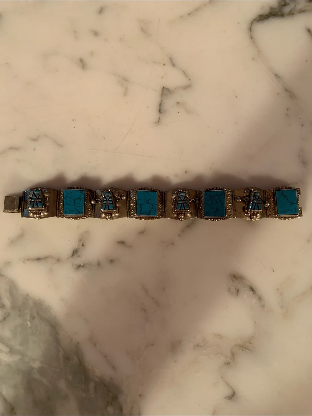 Alpaca Turquoise Stone Link Bracelet - Women Jewelry